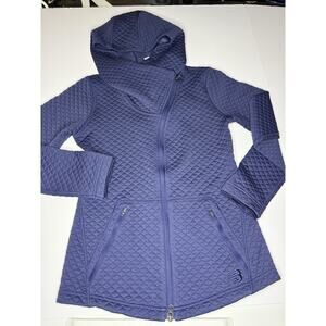 New Balance Sweater Women Size S Blue Textured Quilted Full Zip Dual Zipper